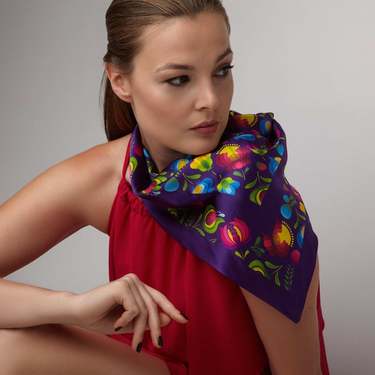 Purple Floral Italian Silk Scarves for Women Wedding Gift Etsy