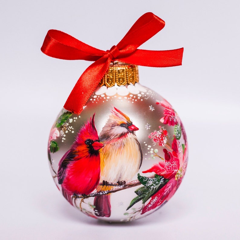 Red Cardinal Christmas Ornament, I Am Always With You Custom Painted Couple of Birds, Memorial Ornament, Personalized Cardinal Winter Decor image 7