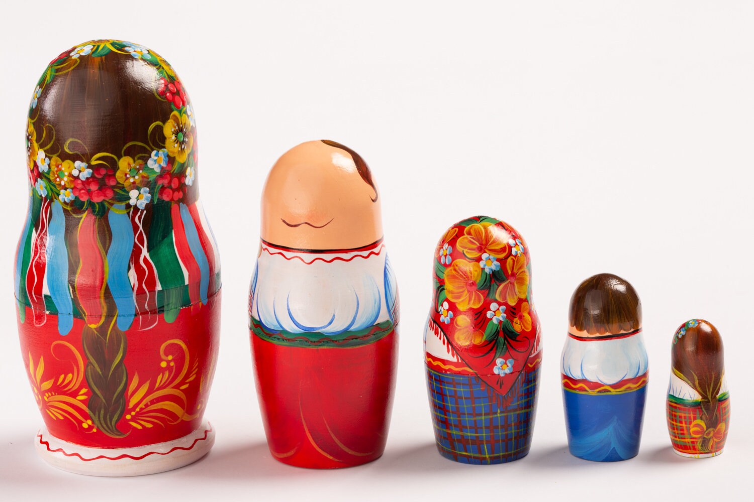 Ukrainian Nesting Doll Family of 5 Wooden Hand Painted Etsy