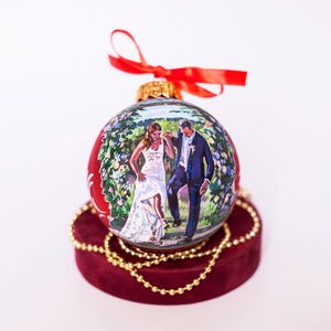 Wedding Gift Portrait Painted From Photo Couple Portrait Ornament Christmas Gift For Neweds Valentine Day Personalized Ornament Gift Box