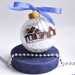 Custom ornament, house ornament, Hand Painted Home Portrait on Glass Bauble, House painted on glass, Christmas gift, Our 1st house ornament
