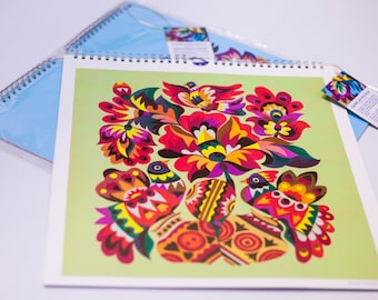 Folk Art Floral Wall Decor Prints: Ukrainian Samchykivka Design, Set of 13
