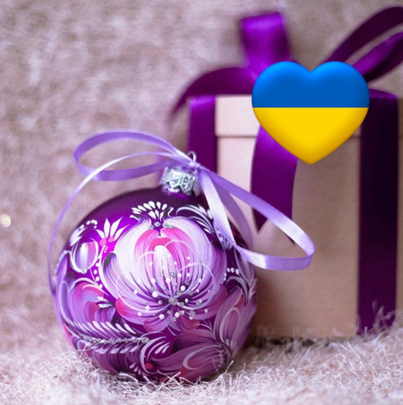 Purple Christmas Ornaments Floral Christmas Tree Baubles Etsy