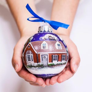 Closing Gift for Buyer, Real Estate Gift, Custom House Ornament, Home Hand Painted on Glass Ornament by Photo, Personalized Family Gift Idea