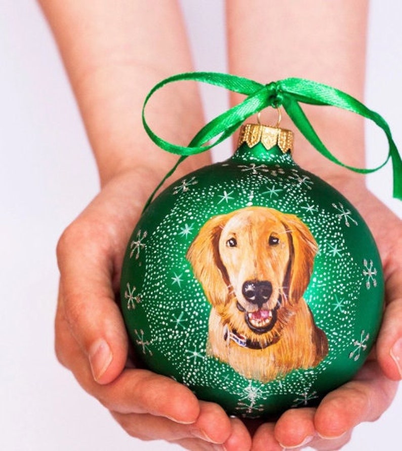 Pet Memorial Ornament Personalized Pet Sympathy Gift Dog Loss Ornament Hand Painted Dog Portrait from Photo Pet Loss Gift image 1