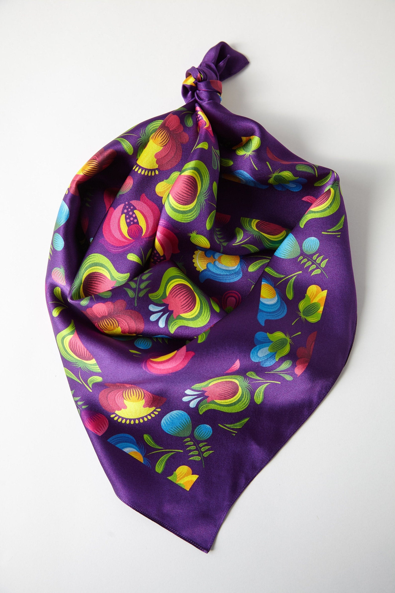 Purple Floral Italian Silk Scarves for Women Wedding Gift Etsy