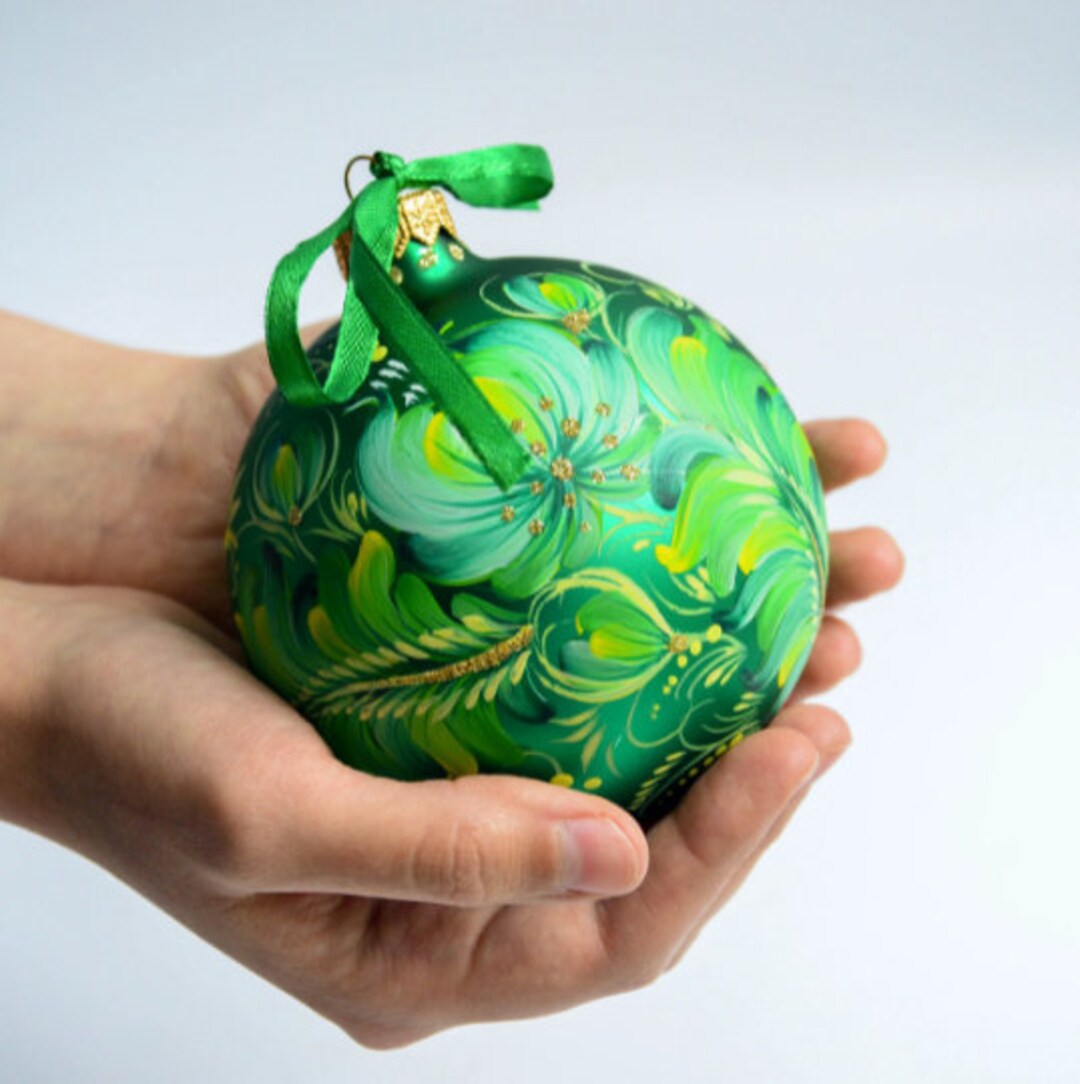 Custom Christmas Ornaments, Floral Glass Xmas Tree Decor, Hand Painted ...