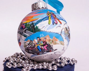 Custom Honey Moon Ornament - Family painted bauble - Hand painted from photo - Just Married Gift - Personalized Newlyweds gift