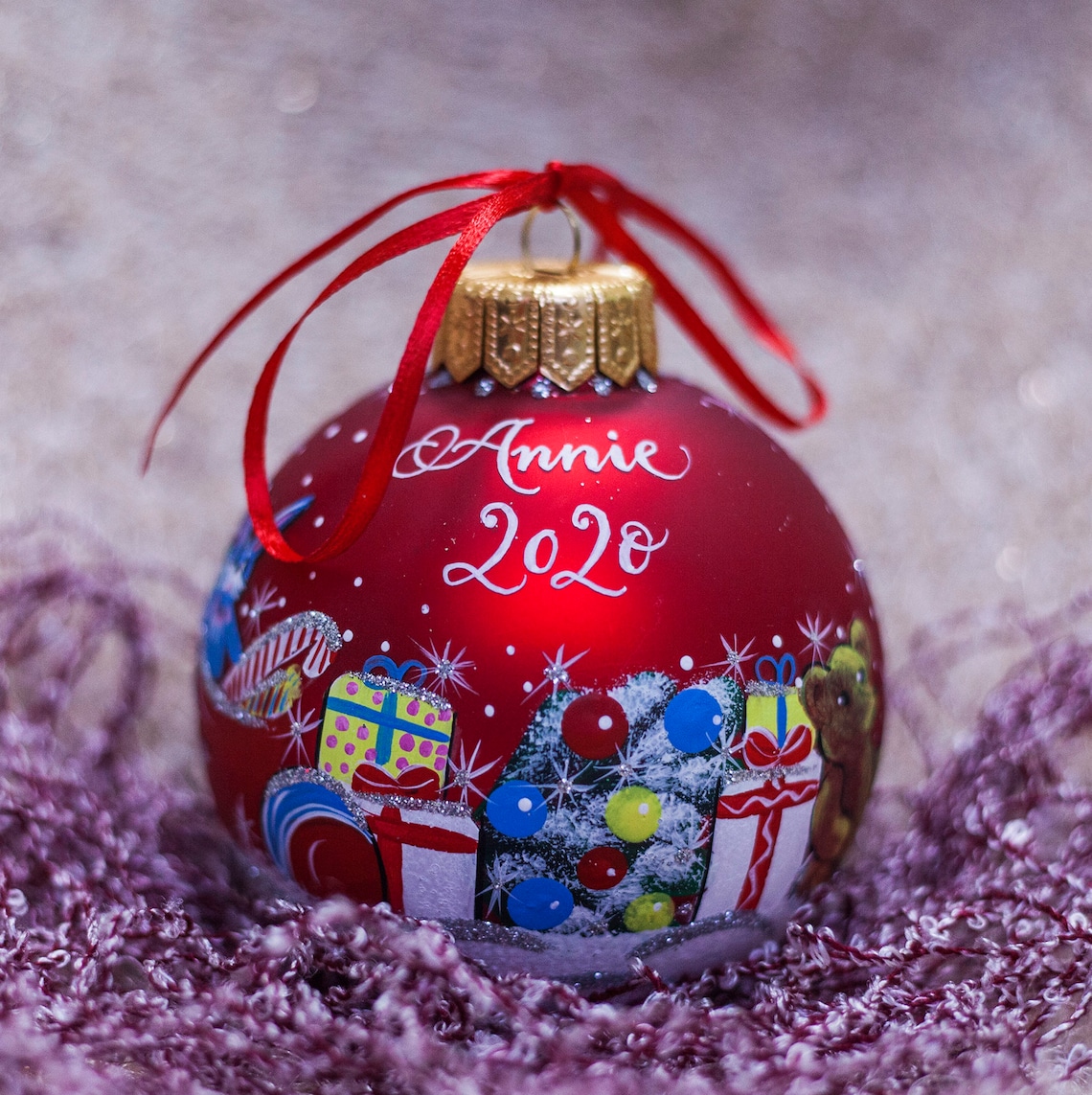 Personalized Glass Christmas Ornament Hand Painted Snowman Etsy