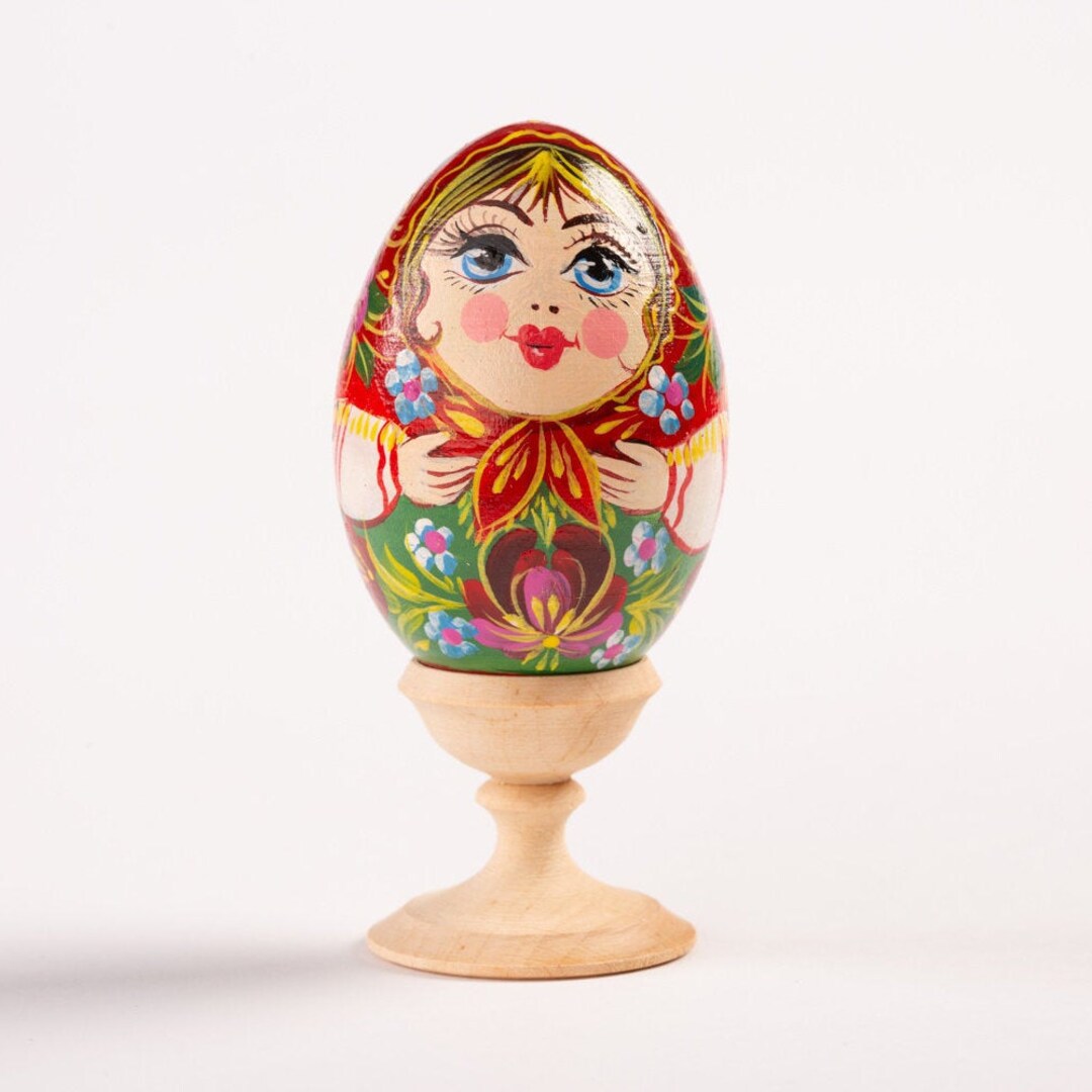 Hand Painted Ester Decor Pysanka Egg Folk Art | Wooden Easter Egg ...