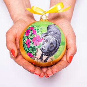 Custom pet ornament Pet portrait bauble Pet loss ornament Dog owner gift Hand painted Gift for pet lover Dog memorial bauble