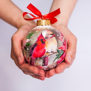 Roter Kardinal Weihnachtsschmuck, ich bin immer bei Ihnen Benutzerdefiniertes gemaltes Paar Vögel, Erinnerungsverzierung, personalisierte Kardinal-Winter-Dekor