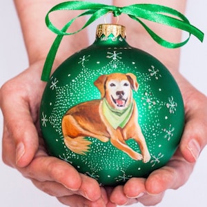 Custom Dog Portrait, Drawing Pet from Photo, Pet Lover Gift, Personalized Hand Painted Ornament, Family Memorabilia Present image 1