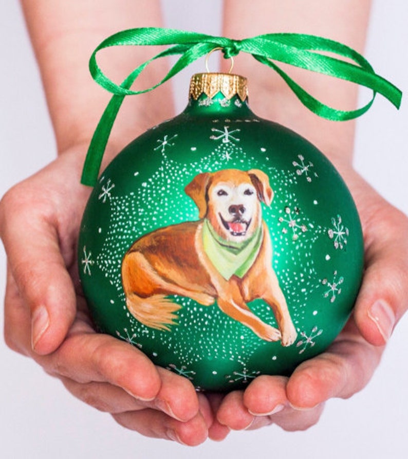 Custom Dog Portrait, Drawing Pet from Photo, Pet Lover Gift, Personalized Hand Painted Ornament, Family Memorabilia Present image 1