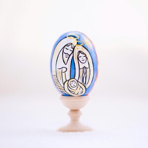 Nativity Hand Painted Wooden Decoration | Baby Jesus Christian Gifts, Christmas in July, Ukrainian Nativity Egg, Holly Family Decoration