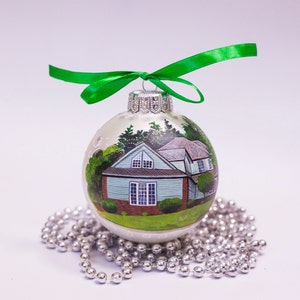 Gepersonaliseerde huisportret kerstornament, housewarmingcadeau, huisornament, op maat geschilderd huis 4&quot;, onroerend goed cadeau voor klant
