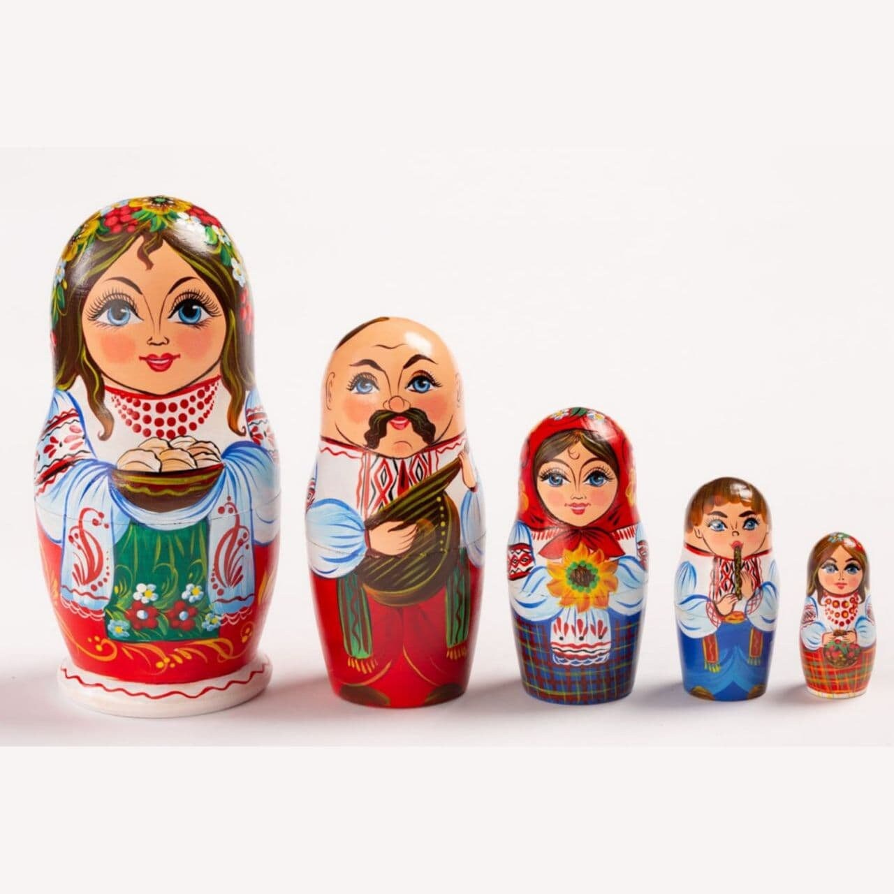 Nesting Doll Mexican Family of 5 Wooden Hand Painted Nesting Etsy