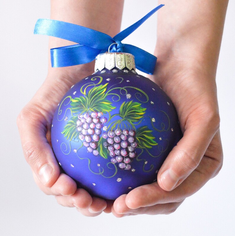 Wine Lover Gift Personalized Hand Painted Christmas Ornament Etsy