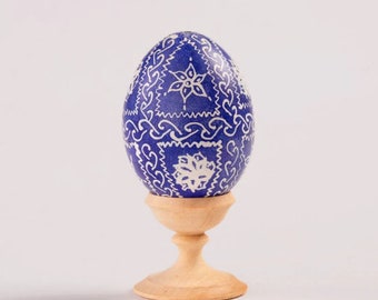 MANDALA Blue Hand Painted Egg | Wood Pysanka Egg, Easter Decorations, Blue and White Mandala Easter Egg, Home Decoration for Spring