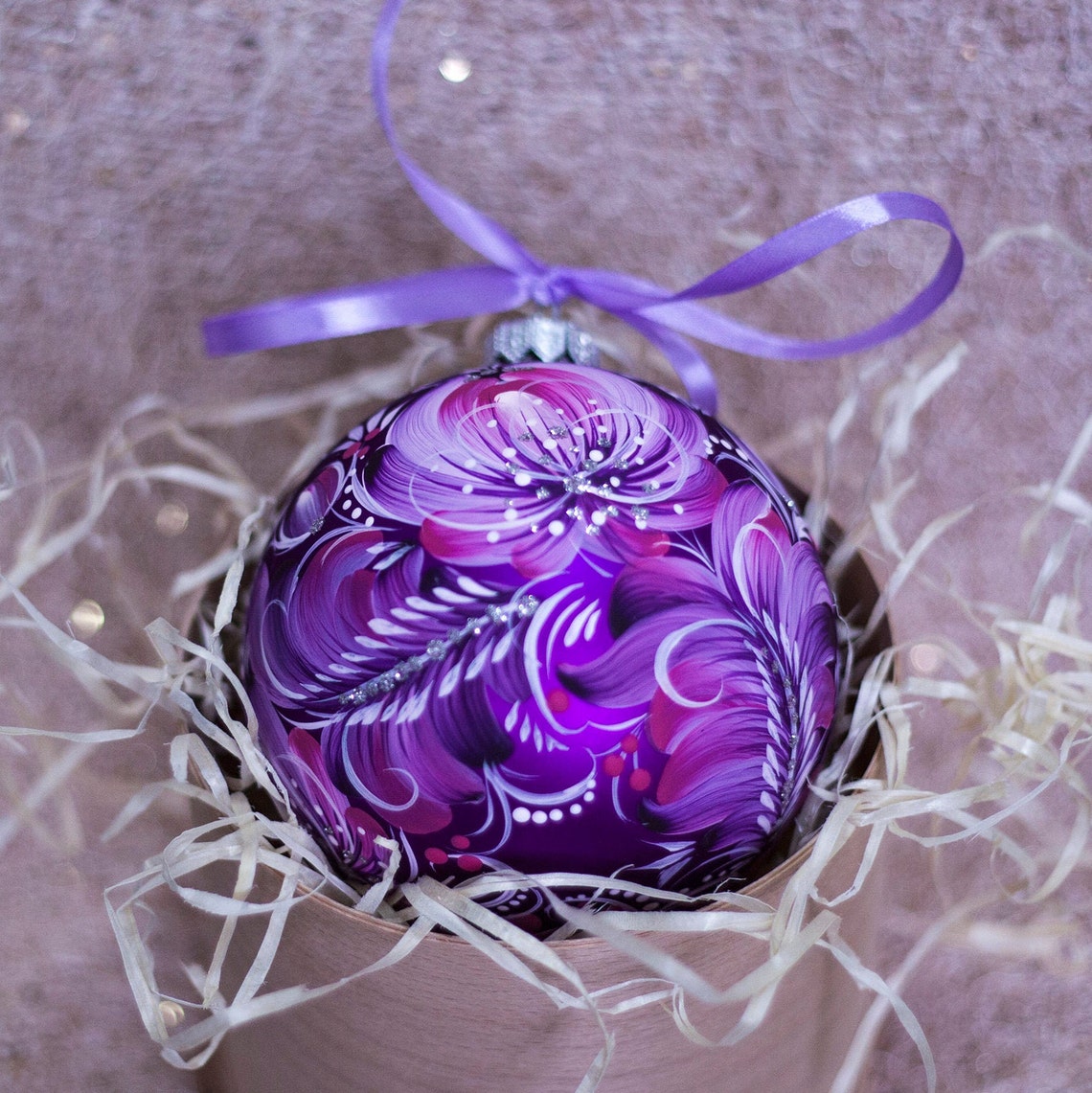 Purple Christmas Ornaments Floral Christmas Tree Baubles Etsy Christmas Ornaments Purple