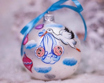 Wir erwarten ein Baby Ornament Personalisierte Weihnachten Baby Shower Geschenk Schwangerschaft Storch Ornament Außer Eltern Geschenk 1.Weihnachtsgeschenk