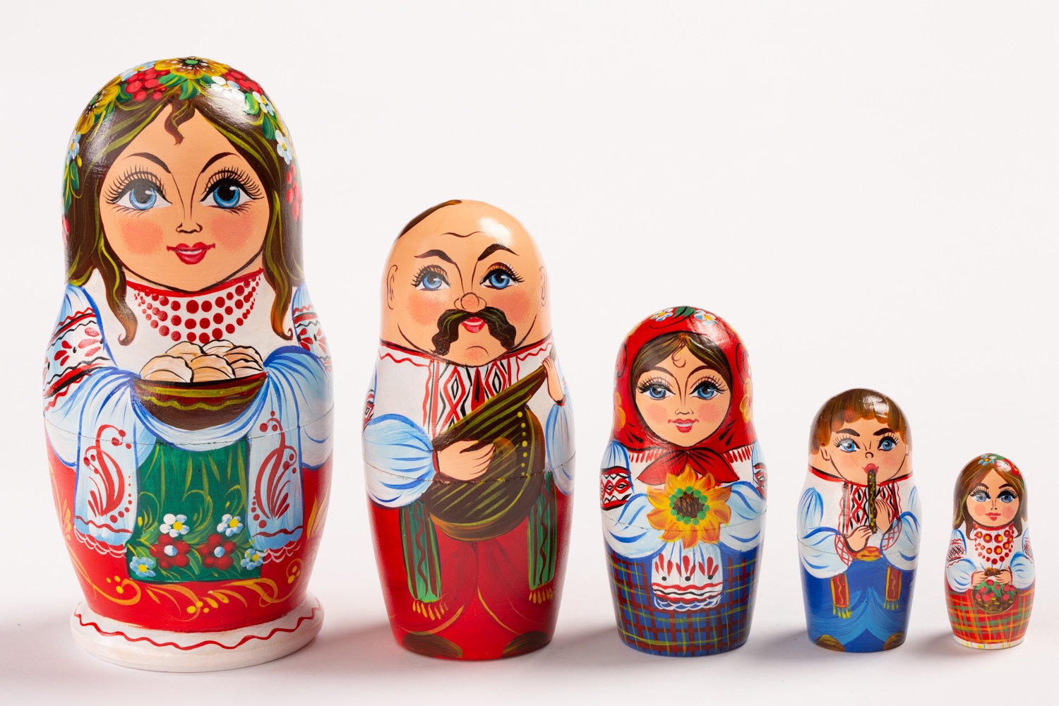 Ukrainian Nesting Doll Family of 5 Wooden Hand Painted Etsy