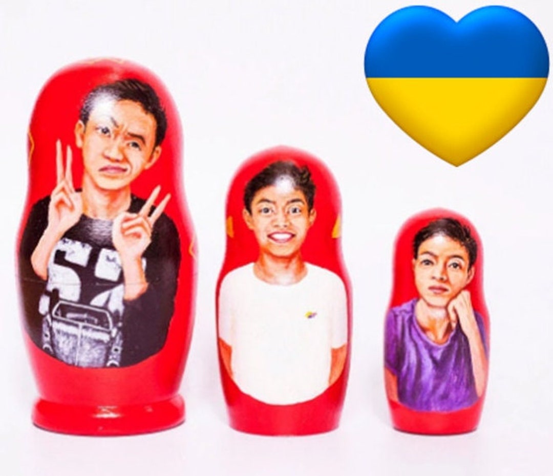 Emoji Wooden Nesting Doll Custom Emoji Doll Painted From Etsy