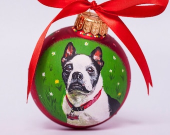 French Bulldog Ornament - Dog Portrait Ornament, Personalized Pet Gift, Hand Painted Portrait from Photo, Pet Loss Gift, Dog parents bauble