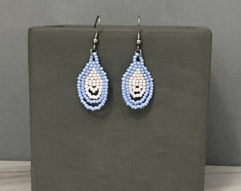 Small Beaded Earrings, Seed Bead Earrings, Purple Earrings, Bead Woven Earrings, Lightweight Earrings, Hand Beaded Earrings, Gift for Women