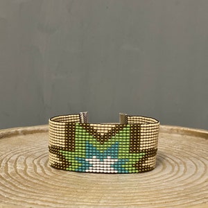 Southwest Bracelet, Wide Beaded Bracelet, Bead Woven Bracelet, Loom Beaded Bracelet, Beaded Bracelets for Her, Jewelry Gift for Women