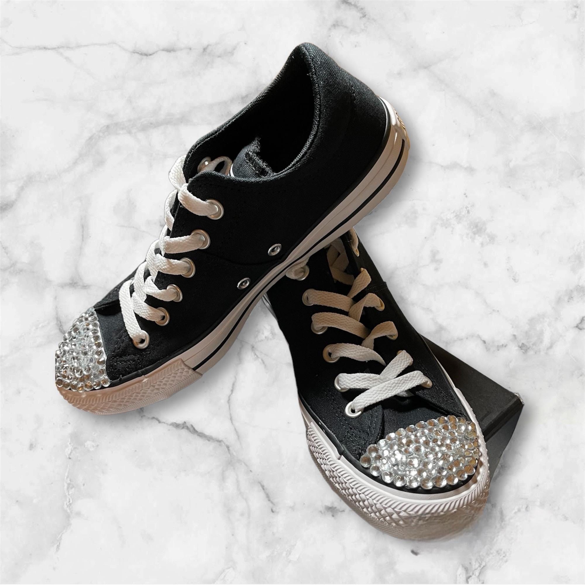 Custom Bling Converse Rhinestone Toe & Glitter Sneakers for Weddings, Parties and Everyday Glam