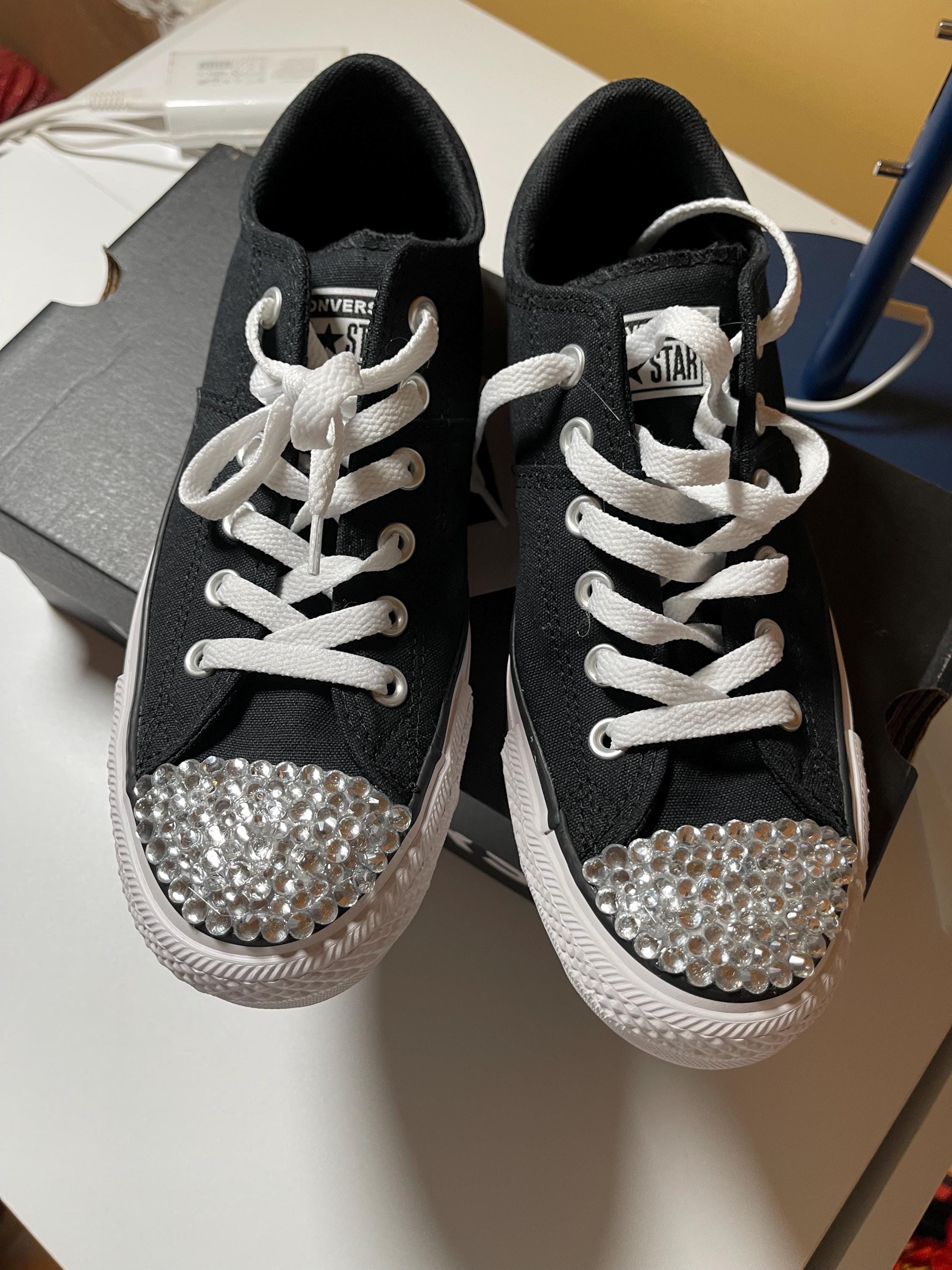 Custom Bling Converse Rhinestone Toe & Glitter Sneakers for Weddings ...
