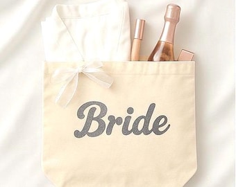 Custom Bride Tote Bag with Bow: Bridal Shower Gift