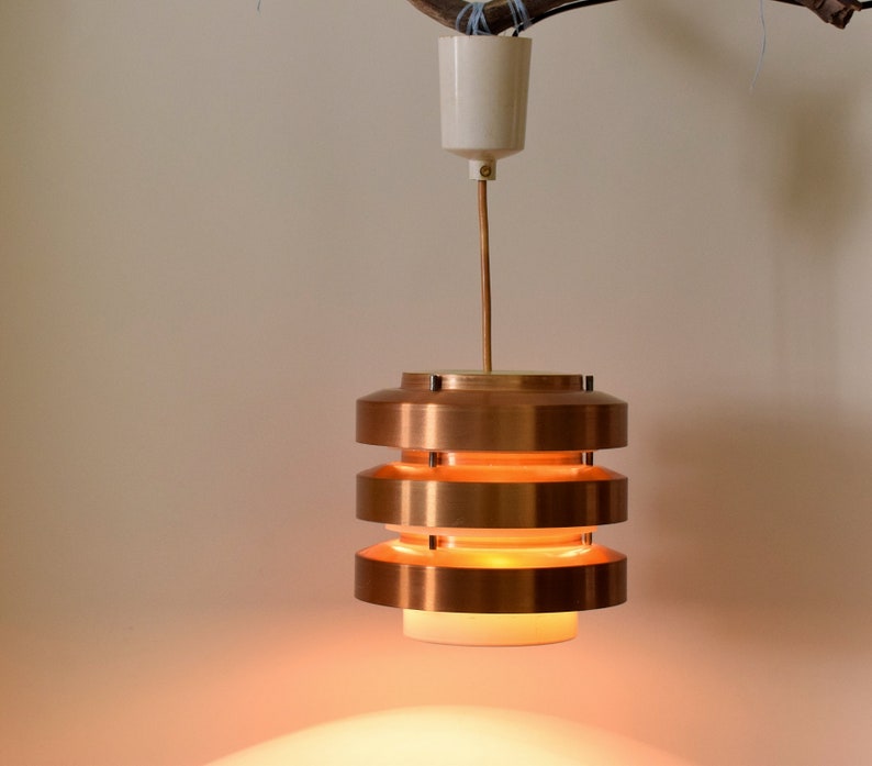 Scandinavian Copper Pendent Modern Lamp from the 60s 1960 Scandinavia Interior Deco Design Living Midcentury Vintage 1970 Space Age