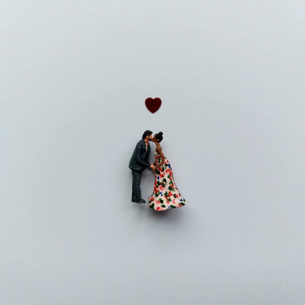 Figurine miniature personnalisée Couple de mariés, portrait de mariage des mariés sur mesure