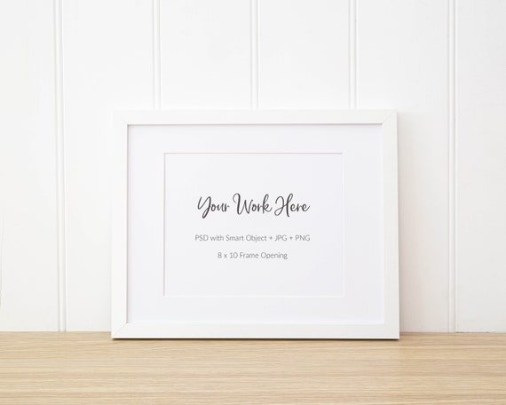 8x10 White Frame Mockup With Jpg Png And Photoshop Smart Etsy