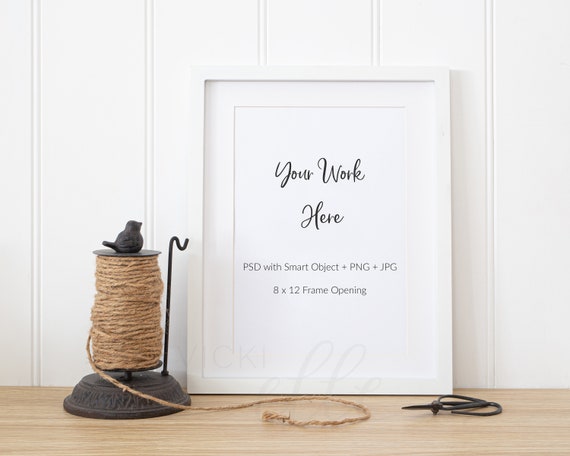 White Frame Mockup With Jpg Png And Photoshop Smart Object Etsy