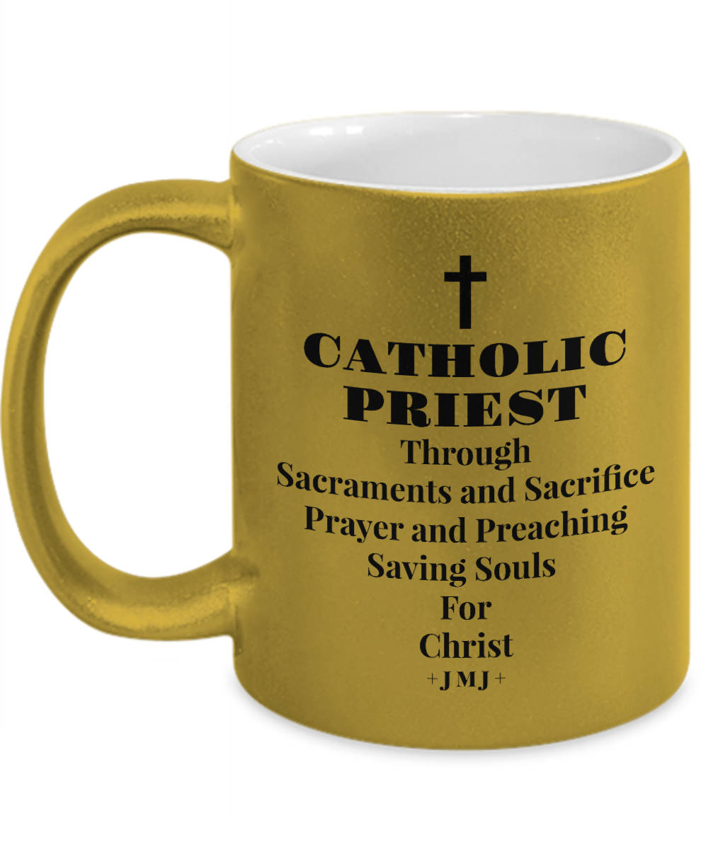 Gift for Priest Gold Mug or Tea Cup CATHOLIC PRIESTThrough Etsy