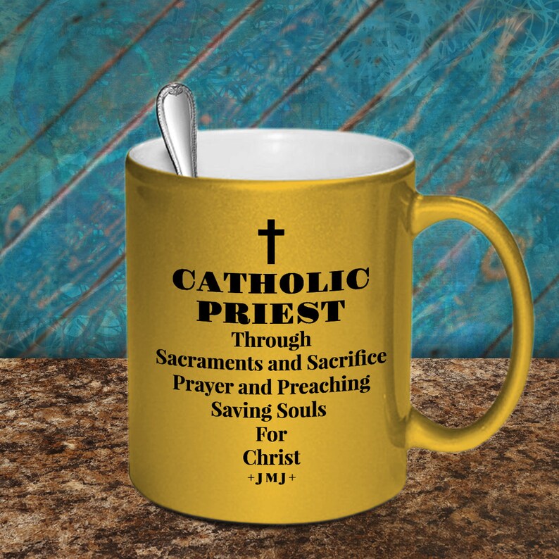 Gift for Priest Gold Mug or Tea Cup CATHOLIC PRIESTThrough Etsy