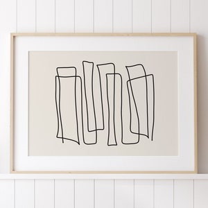 Scribble Line Drawing Print, Printable Wall Art, Neutral Wall art, Minimalist Art, City Abstract print, Black and Beige Wall decor