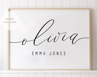 Impresión de nombre personalizado, Impresión de nombre de bebé, Arte de pared de guardería, Regalo de bebé de nombre personalizado, Arte de pared imprimible, Decoración de pared de guardería, Imprimible personalizado