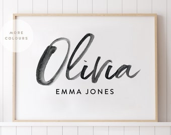 Impresión de nombre personalizado, Impresión de nombre de bebé, Arte de pared de guardería, Regalo de bebé de nombre personalizado, Arte de pared imprimible, Decoración de pared de guardería, Imprimible personalizado
