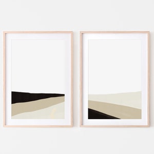 Set of Two Prints, Abstract Beach Print, Printable Art, Neutral Wall Decor, Ocean Print, Modern Minimalist, Abstract Shapes Print, Digital