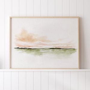 Spring Landscape Printable Wall Art, Spring Landscape Print, Abstract Landscape, Pastel Colours, watercolour painting, Land & Sky Poster