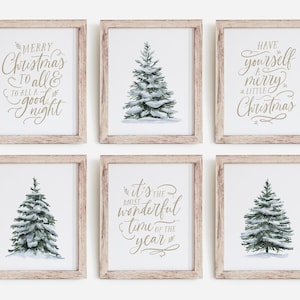 Set of 6 Christmas Printable Art, Christmas Decor, Christmas Print, Winter Paintings, Gallery Wall Art, Christmas Decoration, Holiday Prints