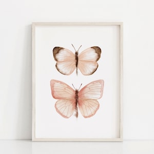 Butterfly Watercolour Printable Art, Nursery Wall Art, Blush Pink Butterfly Print , Girls Bedroom Decor, Butterfly Painting