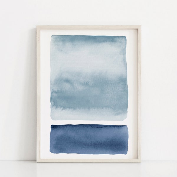 Blue Abstract Print, Indigo Printable Art, Watercolor Abstract Painting, Coastal Print, Ocean Print, Instant Digital Download,Large Wall Art