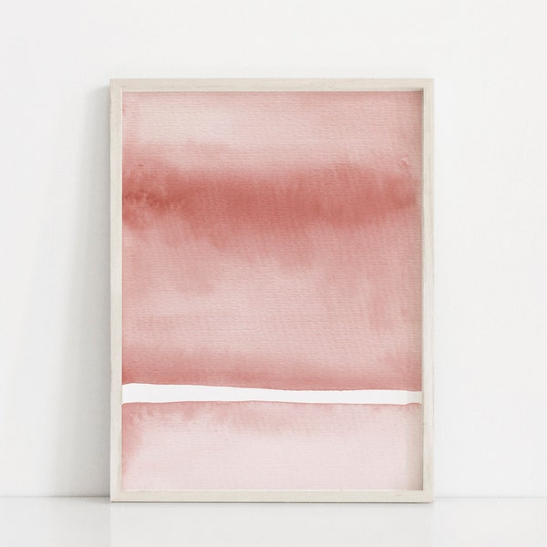 Blush Pink Abstract Watercolor Art Print, Modern Minimalist (Digital Download)
