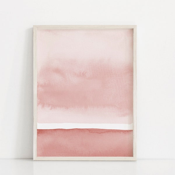 Art mural rose blush, Art abstrait rose corail, Peinture à l’aquarelle, Art imprimable, Art au-dessus de la crèche, Art au-dessus du lit, Rose Pink Nursery Print