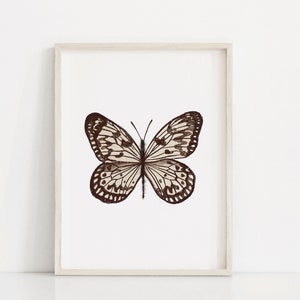 boho butterfly, printable art, digital download, girl&#39;s room decor, modern, retro, vintage decor, boho girl&#39;s nursery, butterfly wall art